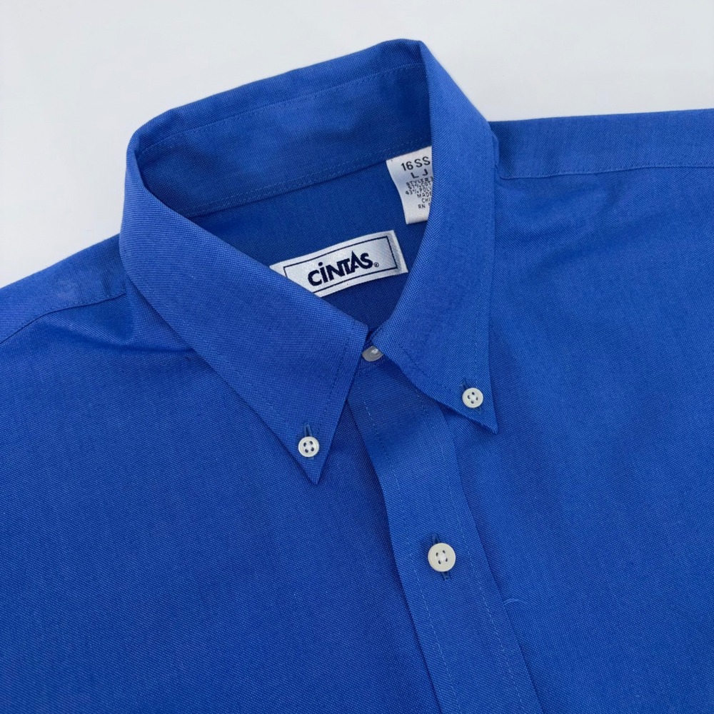 Cintas Mens Royal Blue Short Sleeve Button Down Work Shirt Style 374 Size 16 LJ